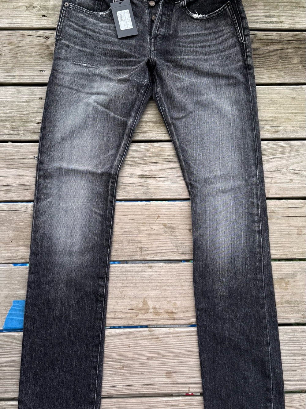 Saint Laurent Black Gray Washed Denim Jeans NEW